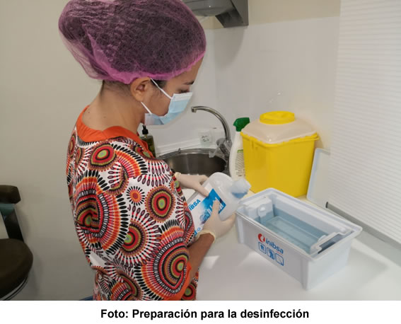 Preparación para la desinfección